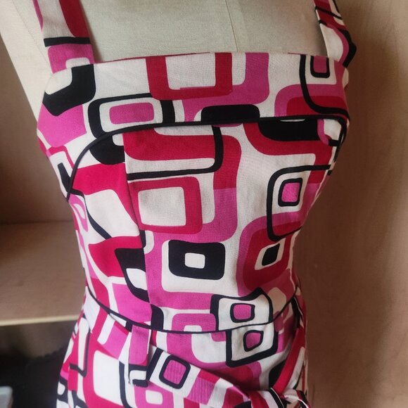 Handmade Colourful Abstract Pattern Strap Midi Dress - Picture 4 of 6